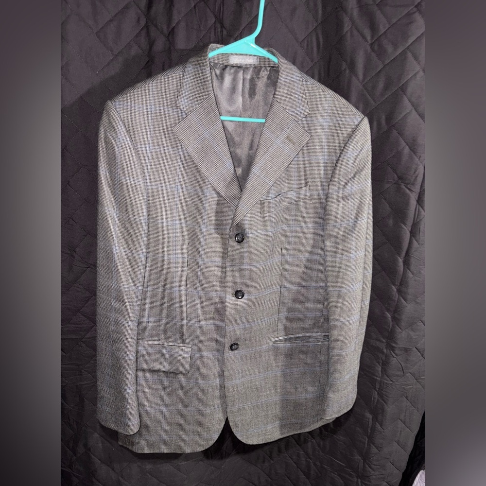 Light Gray Wool Blend Sport Coat with Notched Lapel Tote #9